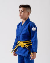 Charger l'image dans la galerie, Kimono bjj (gi) kingz kid's kore bleu avec ceinture blanche