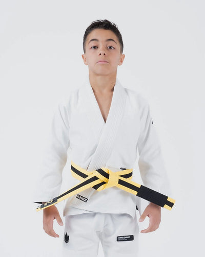 Kimono JJB (Gi) - Kingz Kore Youth 2.0. Blanc avec ceinture blanc