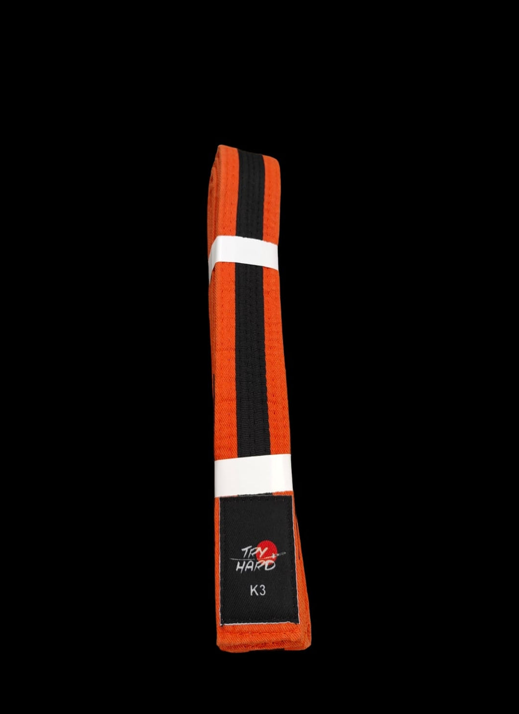 kids bjj belts Try hard -orange / black