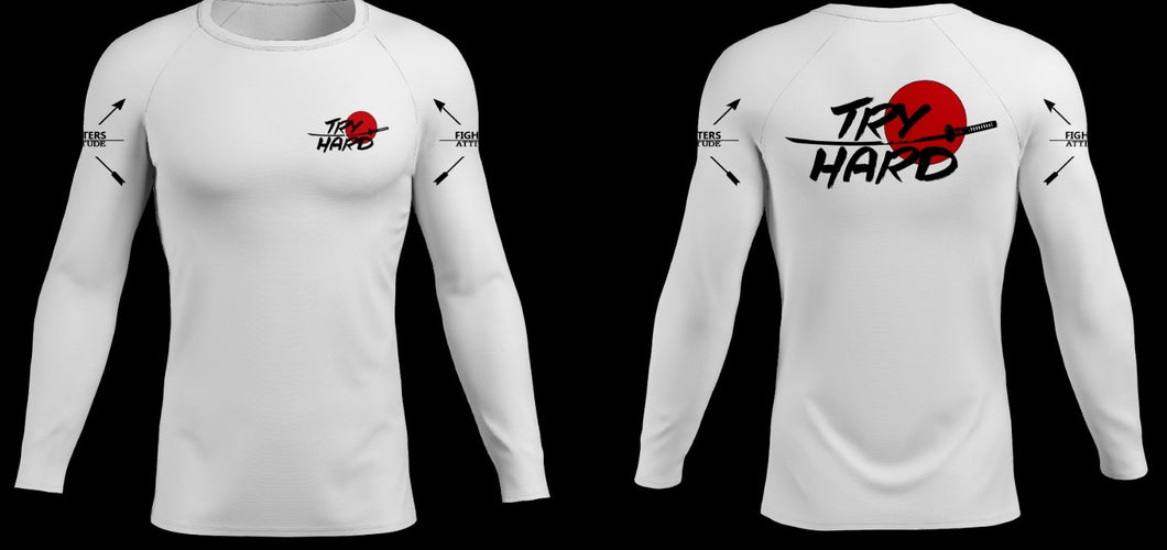 Rashguard Try Hard Manga Larga- Blanco