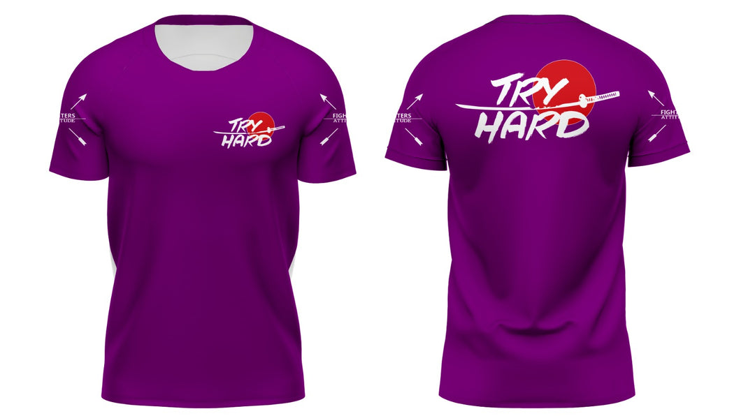 Rashguard Try Hard du manga court- violet