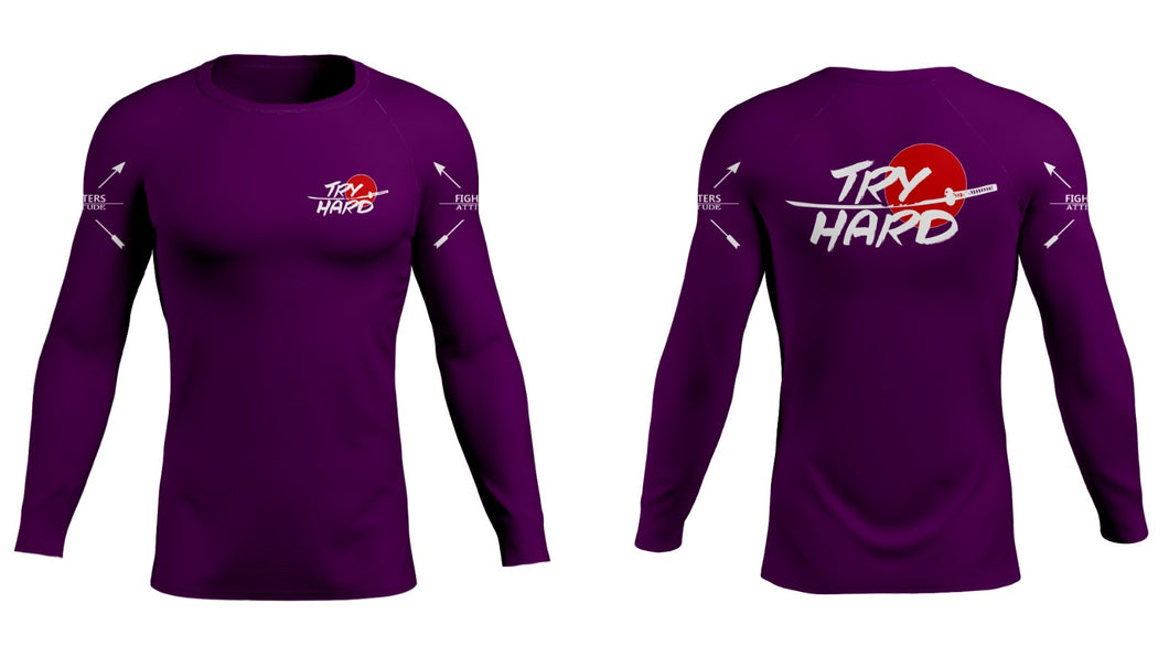 Rashguard Try Hard Manga comprida- roxa