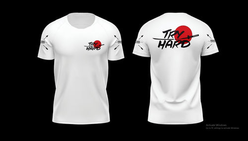 Rashguard Try Hard du manga court-blanc