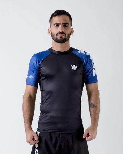 RashGuard Kingz classificou a manga curta de desempenho - azul