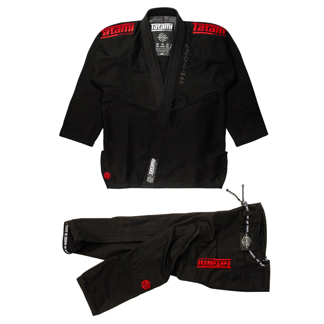 Kimono BJJ (GI) Tatami Black Label-rot in Schwarz