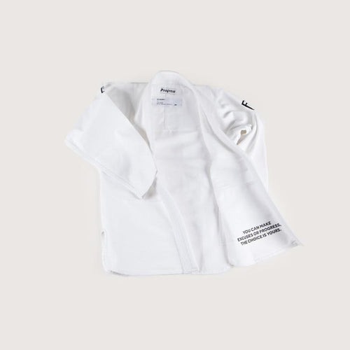 Kimono BJJ (GI) Fortschritte Kinder Die Akademie- White-Black Cinturon inklusive