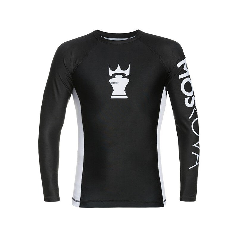 2022 Rashguard Moskova Training Top- Manga Larga- Negro Blanco